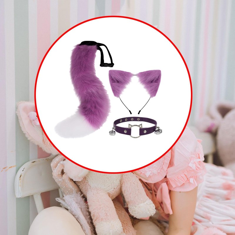 Dickly Cat Ears and Tail Set Cosplay Decoration Cat Long