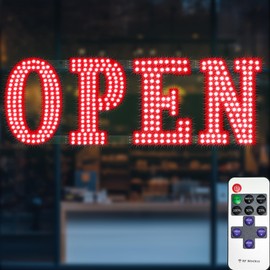 40" x 14" Large LED Open Signs with Remote Control 14 Modes Dimmable Open Sign for Business Window Stores Retail and Restaurant Red