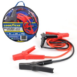 Goodyear 2m 400amp Booster Cables - Jump Leads Long| Powerful Coil Spring Clamps| Colour-coded Clamp| Zipped Carry Bag Included| Fully Insulated Length Cable| Suitable For Cars And Vehicles 3000CC