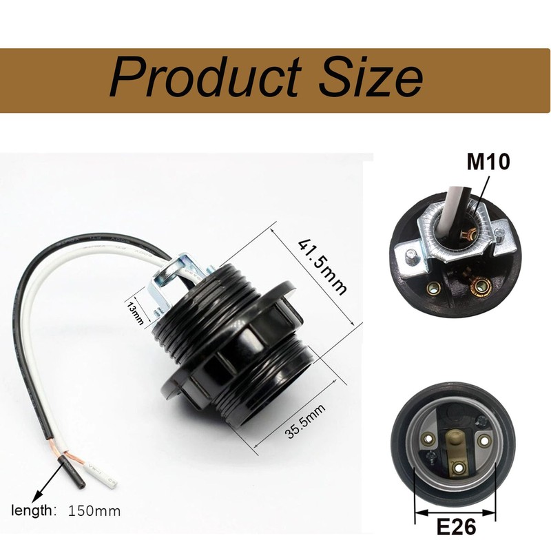 E26 E27 Light Socket,Bakelite Threaded Medium Base Lamp Holder with