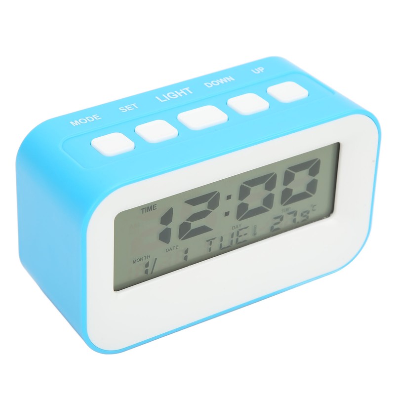 LCD Kids Alarm Clock Backlight Musical Alarms Birthday Reminder Blue
