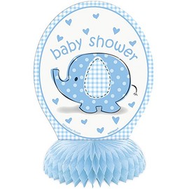 Unique Party 41710 - Mini Honeycomb Blue Elephant Baby Shower Party Decorations, Pack of 4
