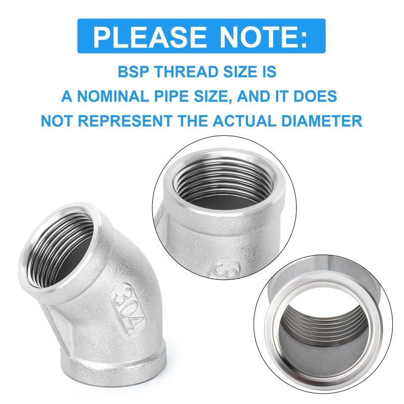 ERGAOBOY 2 Pcs 304 Stainless Steel 45 Degree Elbow, 1/4"