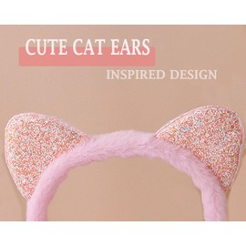 Foldable Kids Plush Winter Earmuffs Cat Ears Inspired Girls Faux Fur Ear Warmer Boys Soft Cushioned Warm Ear Muffs Fleece Earflaps Cold Weather Ears Protector Kids Ski Snow Ear Covers Xmas Gift