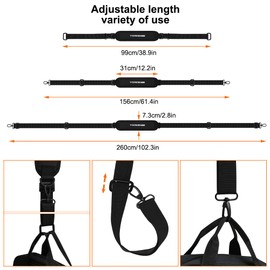 Yorkenbe 2 Packs Carry Strap for Folding Chair, Adjustable Beach Chair Backpack Straps, Carry Strap for Beach Chair, Camping, Backpacking, Picnics, Scooter, Foldable Bikes (Black, 115-195cm)