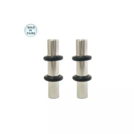 Luxe Modz Surgical Steel Ear Plugs with Rubber O-Rings - 6 Gauge