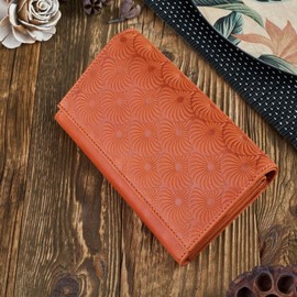 PP PAOLO PERUZZI Collection Women's Leather Wallet - Stylish Genuine Leather Wallet Large Capacity RFID Protection, Elegant and Practical, Gift Box Includes IN-57, orange, Retro