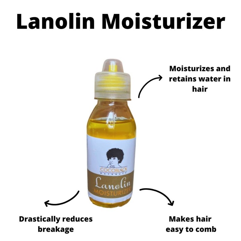 CocoBlack Naturals Lanolin Moisturizer Ghana for Coily Kinky Hair, 4.8