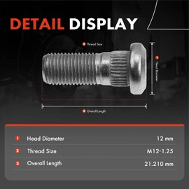 A-Premium 6PCS M12-1.25 Wheel Lug Studs Compatible with Infiniti QX4 & Nissan 200SX, 300ZX, Frontier, Maxima, Pathfinder, Pickup, Pulsar, Sentra, Xterra, 720, D21 6-PC Set