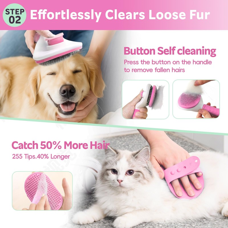 Dog Brush, 13Pcs Pet Grooming Kit with Deshedding Brush for