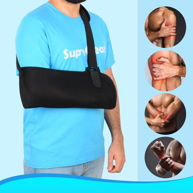 supregear Arm Sling, Lightweight Adjustable Mesh Shoulder Immobiliser Rotator Cuff