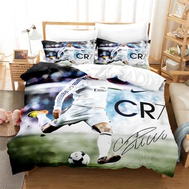 Umbrean Children's Football Star Duvet Cover 135 x 200 cm, 1 Piece, Football Pillowcase 80 x 80 cm, 1 Piece