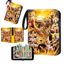 Puniama Football Card Binder, Football Card Holder Book, 50 Page 400 Pockets Football Cards with Zipper and Handle Strap, Football Card Holder Album with Removable Sleeves, Football Card Folder