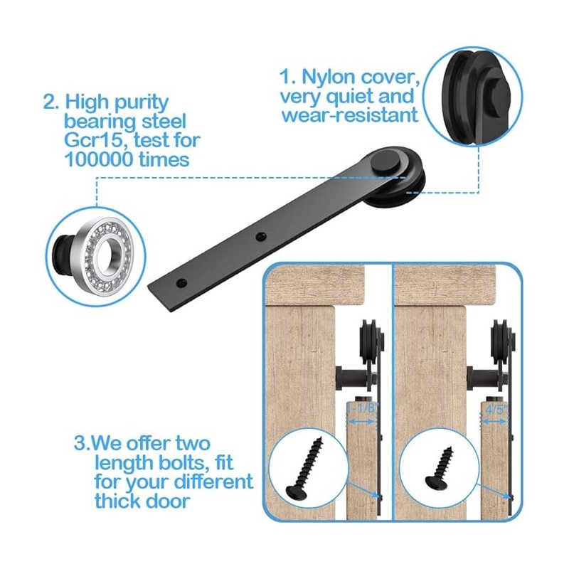 ZEKOO 5FT Super Mini Sliding Barn Door Hardware Kit for
