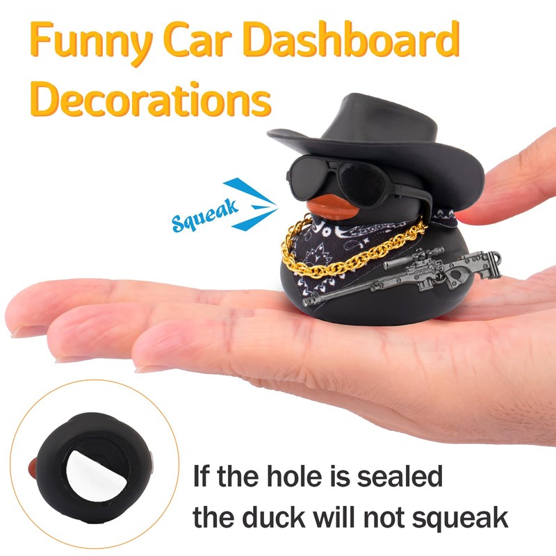 wonuu Black Rubber Duck Car Ornaments Dashboard Decorations for Car