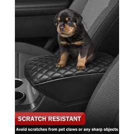 KBH Center Console Armrest Cover for Ford Explorer 2011 2012 2013 2014 2015 2016 2017 2018 2019, Vinyl Leather Trim, Car Arm Rest Protector, Anti-Scratch, Black