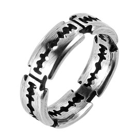 HZMAN Stainless Steel Blade Ring for Men Women Punk Hip Hop Biker Ring Jewelry Gift (Silver,9)