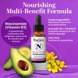 TruSkin (B3) Niacinamide Serum for Face – Minimize Appearance of Pores, Balance Moisture & Tone, Hydrate & Soothe with Hyaluronic Acid, Vitamin E, Aloe & Avocado Oil, 1 fl oz