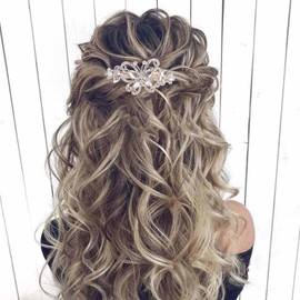 Wendalern Crystal Wedding Hair Clip Barrette Rhinestone Butterfly Hair Barrette Gold Bridal Headpieces Decorative Headwear Crystal Hair Clip Bride Hair Accessories for Women and Girls