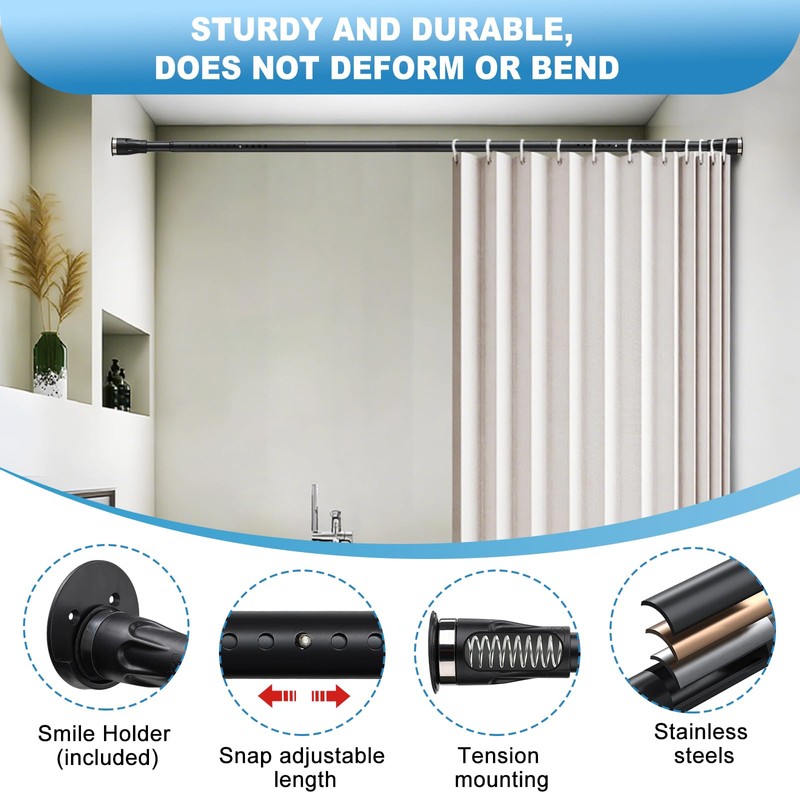 Tension Curtain Rod, 42 to 100 inch Adjustable Heavy Duty