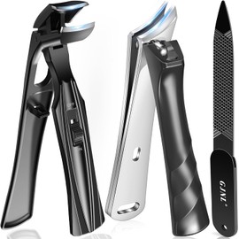 Nail Clippers for Men Thick Nails - Angled Head Toenail Clipper with Catcher for Seniors, Sharp Ingrown Fingernail Clipper&Toe Nail Clipper with Slanted Curved Blade - Black