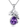 Birthstone Mushroom Necklace 925 Sterling Silver Mushroom Pendant Mother's Day