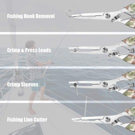 SAWKIT Fishing Pliers/Portable Fish Hook Remover/Stainless Steel Line Cutter Curved Nose Remove Hook Fishing Tackle Tool with Nylon Sheath Fishing Plyers Fishing Gear Set