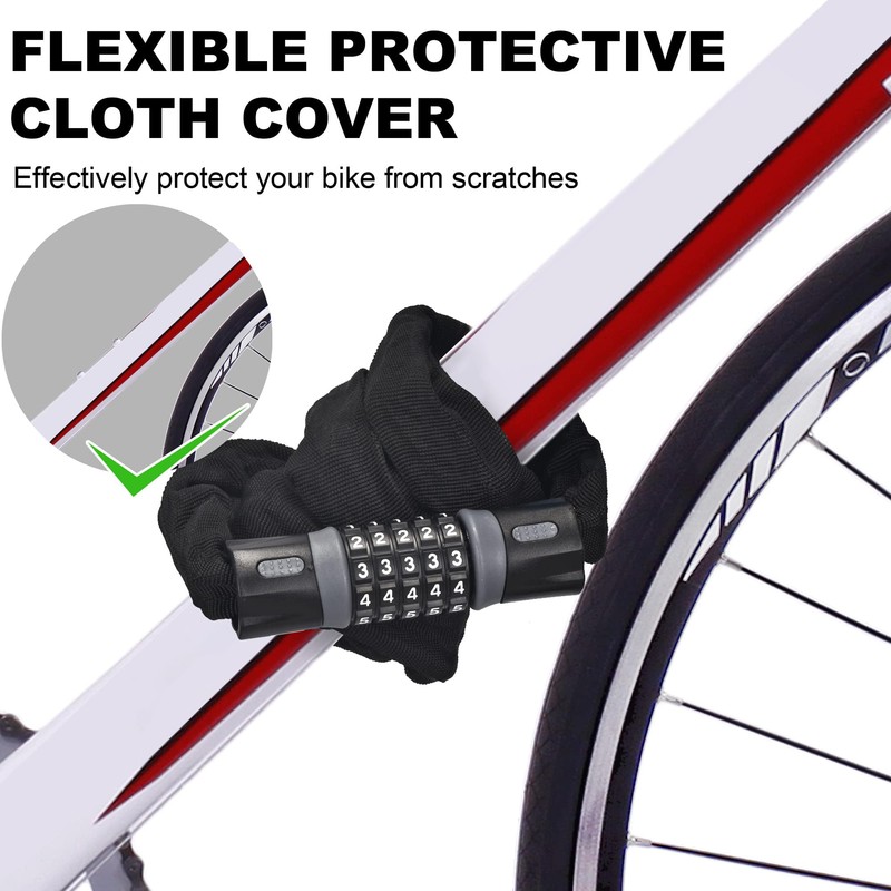 Bike Locks,Chain Locks,5 Digit 120cm Resettable Security Combination Lock, Oture