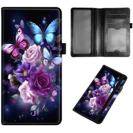 PU Leather Checkbook Covers for Women, Check book holder for personal checks, checkbook wallet with RFID Blocking, Gift for Men Women, Butterfly Flowe