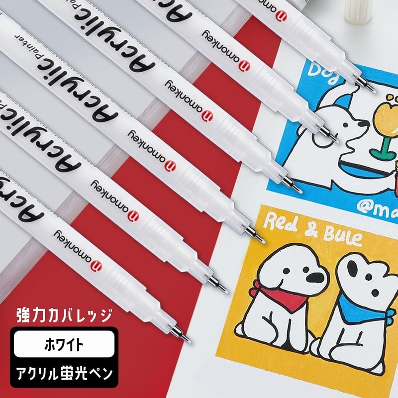 Acrylic Markers, White, 0.02 inches (0.5 mm), Extra Fine Point,
