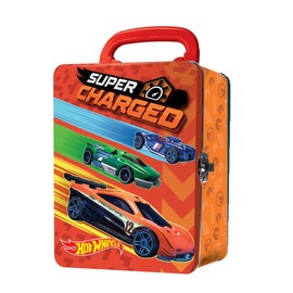 Hot Wheels Organizador Estuche Metlico Porttil para 18 Carritos 164 Diseo Vintage Retro Original Mattel - Puerta con Relieve 3D - Cierre Metlico -... 