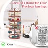 MODOWEY 6 Tier Rotating Earring Holder Organizer, Adjustable Metal Earring