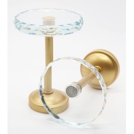 MERIVILLE Set of 2 Cut Crystal Window Drapery Medallion Holdbacks, Curtain Tiebacks, Wall Hook, Tassel Holder, Gold