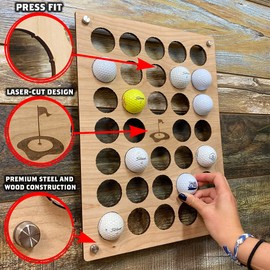 Torched Golf Ball Display Holder Collector’s Case Holds 39 Golf Balls Wall Mount Decor