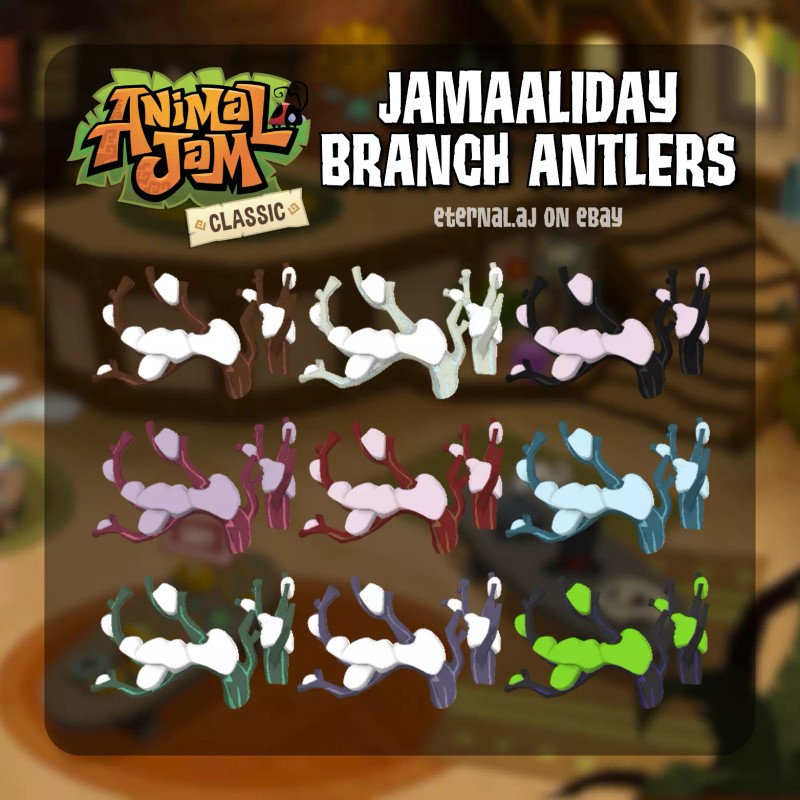 Animal Jam Classic AJC Jamaaliday Branch Antlers (READ DESCRIPTION) -