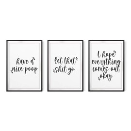 Bathroom Toilet Humor 5" x 7" UNFRAMED Prints (Set of 3) Home Décor, Quote Wall Art