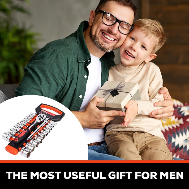 Egofine 21pcs 3/8 Inch Ratchet Socket Wrench Set, Drive Socket