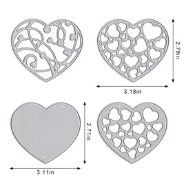 Estivaux 4 PCS Valentines Heart Frame Die Cuts for Card Making, Love Frame Cutting Dies Sets Stencils Embossing Template for Wedding Invitation Cards Photo Album Craft Decorations