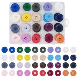 FASHEWELRY 80Pcs Resin Sewing Buttons for Crafts 1 Inch Flat Round Cute Small Craft Buttons for Sewing DIY Crafts Clothes Shirt Handmade Ornament Assorted Colors 4 Holes