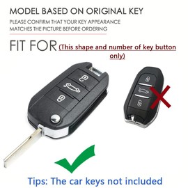 SANRILY PU Leather+Zinc Alloy Remote Key Case Fit for Peugeot 208 301 308 508 2008 3008 Landtrek Quartz Keyless Key Holder with Keychain Black-Green