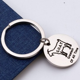 G.O.A.T Greatest Of All Time Keychain A Funny Goat Key Ring Goat Lover Inspirational Gift(silver)