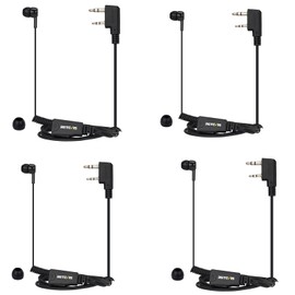 Retevis In Ear Two Way Radio Headset with Mic PTT, Retractable Coil Earpiece Compatible with RT24 RT27 RT22 RT622 RT617 RT618 RT619 Two Way Radio 2 Pin Walkie Talkie Headphones(4 Pcs)