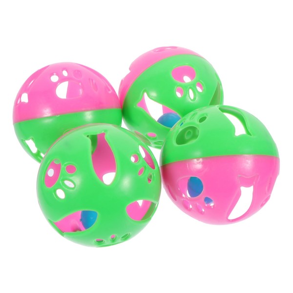 Sosoport 4pcs Slotted Balls Cat Toy Interactive Cat Toys Cat