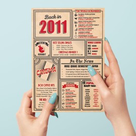 14th Birthday Card - Back in 2011 In This Year Card, Greeting Card for Boys and Girls, Birthday Cards for Girls, Birthday Cards for Boys, 14th Anniversary Card, 5x7