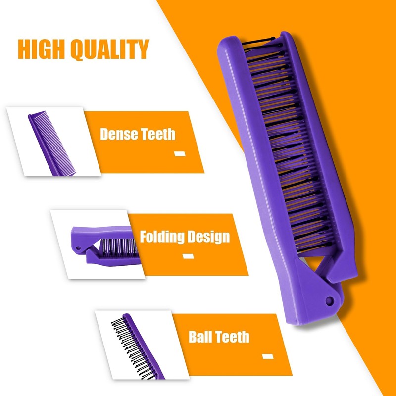 Qjaiune Hair Comb, 6PCS Travel Foldable Plastic Brush Comb Portable
