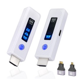 Wireless HDMI Transmitter and Receiver 165FT/50M, Wireless HDMI Extender kit for 4K@30Hz Input and 1080P@60Hz Output, LED Display, 5.8G+2.4G high-speed transmission Support laptops, PC, TV Box, Camera