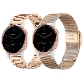 VELULYX Metal Bracelet for Garmin Venu 2S/Venu 3S/Vivomove 3S/Vivoactive 4S, 18 mm Stainless Steel Strap for Fossil Ladies Gen 6/Gen 5E/Gen 4/Gen 3/Withings Steel HR 36 mm