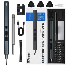 Destornillador Electrico, 57en1 Destornillador Eléctrico de Precisión con Luz LED, Atornillador Magnético Recargable, Adecuado para Reparar Gafas, Televisores, Computadoras, Teléfonos Móviles, Cámaras