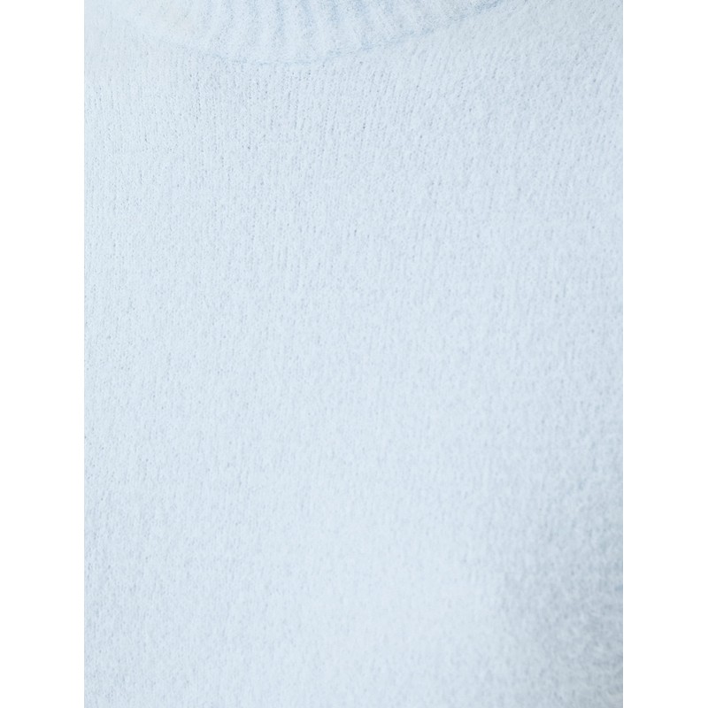 Koton Women's Half Turtleneck Short Sleeve Cosy Pullover Sweater, Blue