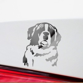 Decal Stickers of St. Bernard Head S (Metallic Silver) (Set of 2) Premium Waterproof Vinyl Decal Stickers for Laptop Phone Accessory Helmet Car Window Mug Tuber Cup Door Wall - ANDstic523814SI